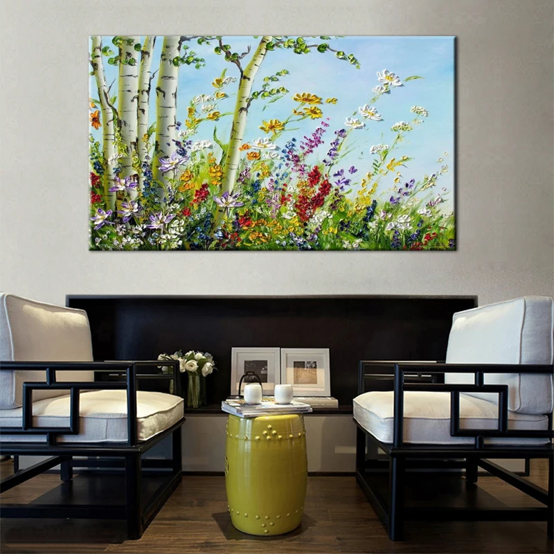 

3D Thick Texture Wildflower Abstract Oil Painting, Wall Art, Home Decoration, Modern Painting on Canvas, Handmade, Living Room