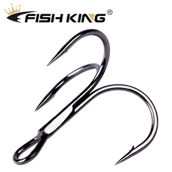 FISH KING 20pcs/pack Black Nickel Fishing Hook High Carbon Steel Overturned Treble Hook Hard Lure Soft Lure Bass Fishing Tackle