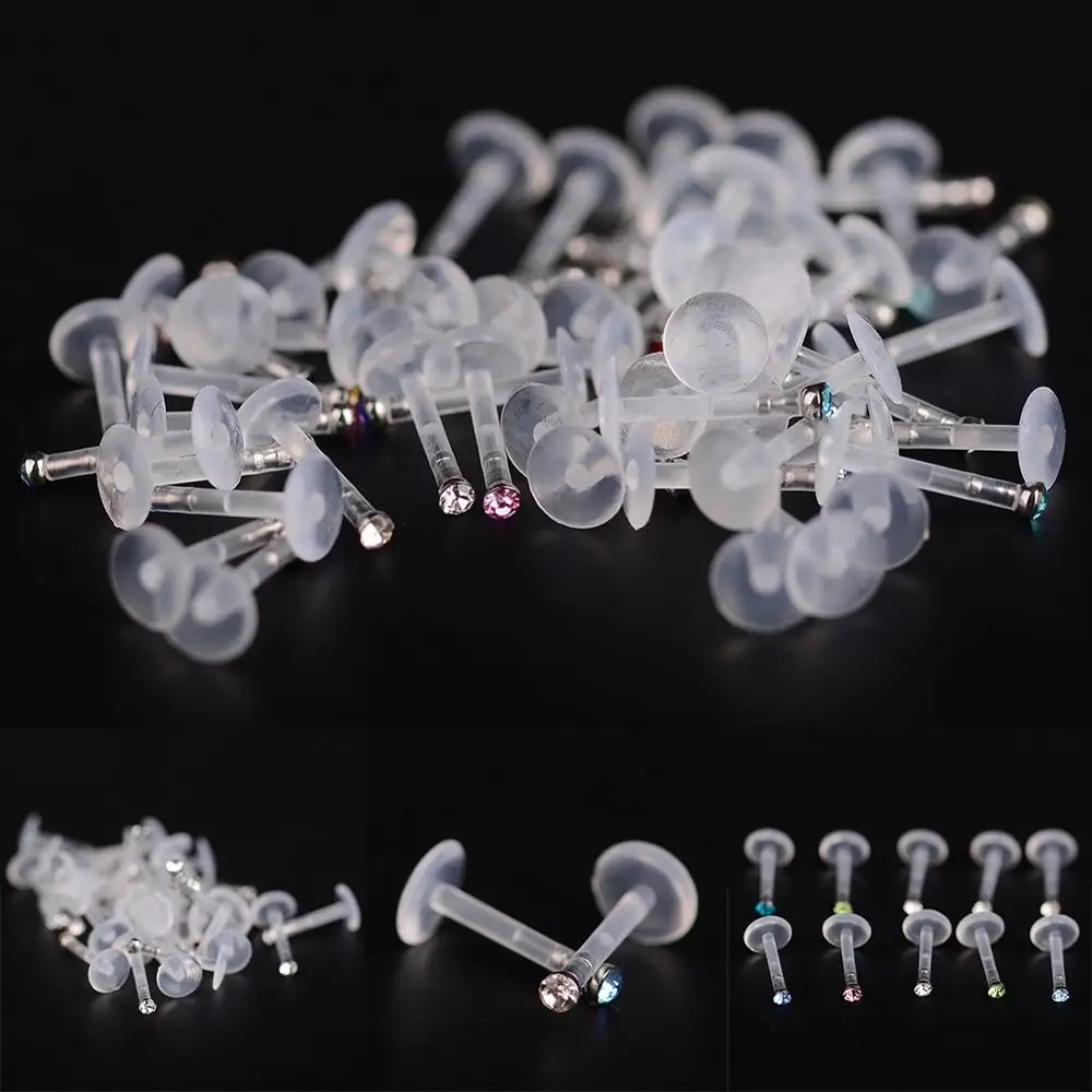 25Pcs Simple Acrylic Lip Studs Set Sparkly Push In Labret Monroe Tragus Cartilage Body Piercing High Quality Lip Studs Wholesale