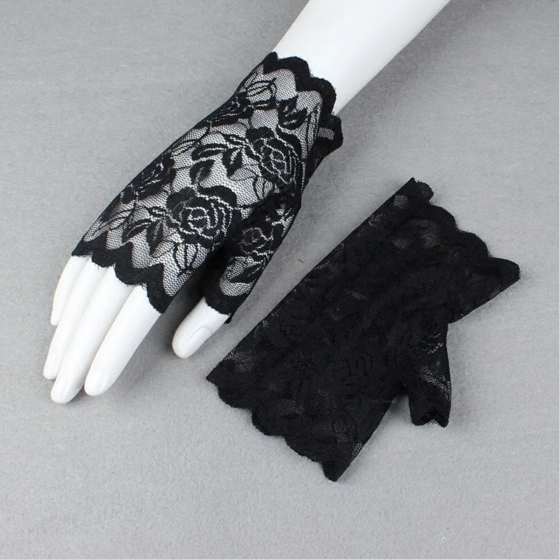 Lace Gloves New Lace Half Fingerless Gloves Women Riding Sunscreen Bride Lace Driving Touch Screen Mesh Mittens