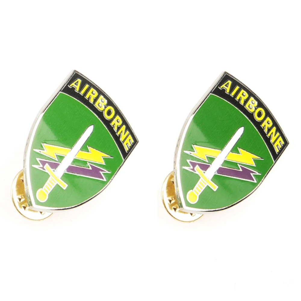 

PAIR US ARMY AIRBORNE COMMAND DIVISION PARATROOPER SHOULDER PIN BADGE COCKADE