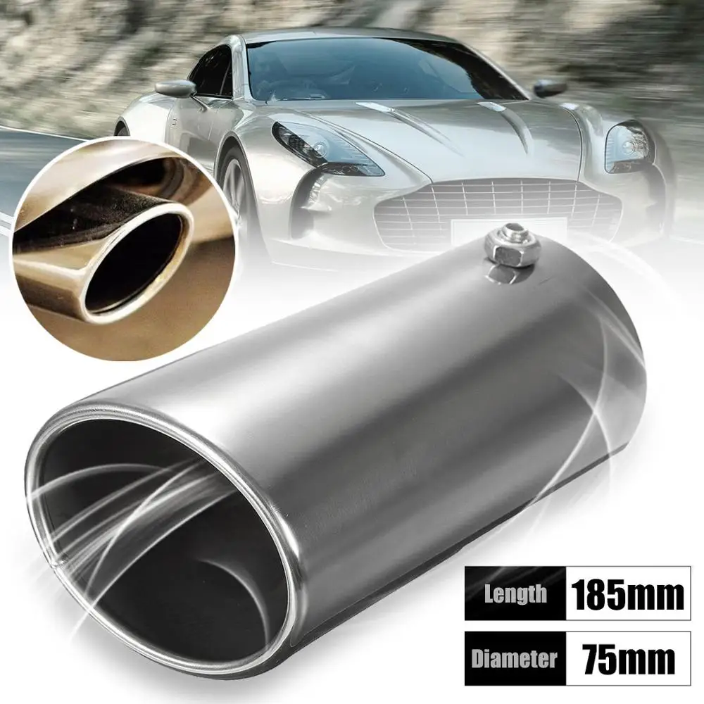 

75MM Universal Metal Steel Chrome Tip Car Straight Tail Exhaust Pipe End Trim