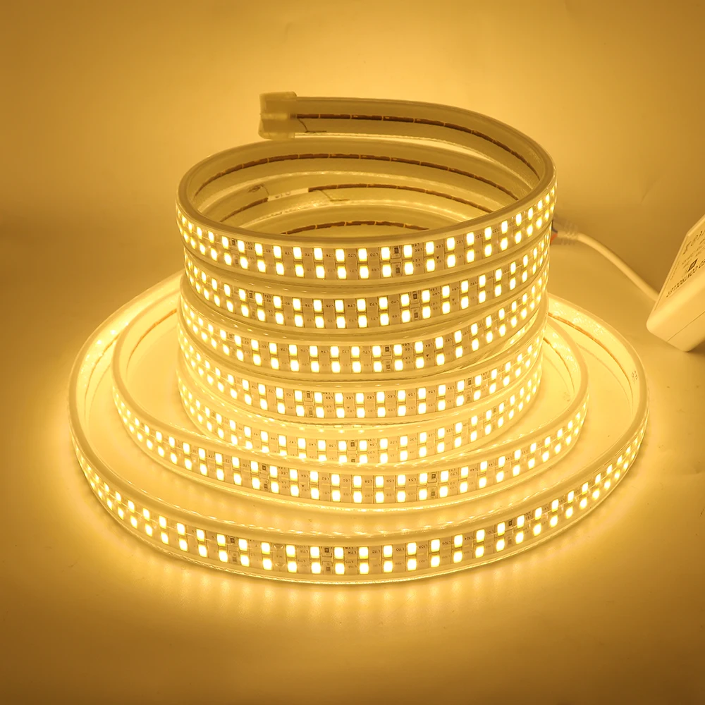 Super Bright 220V 5730 LED Strip Light Double Row 240LEDs/M LED Tape Ribbon WIFI Control IP67 Waterproof Rope Lamp With Dimmer