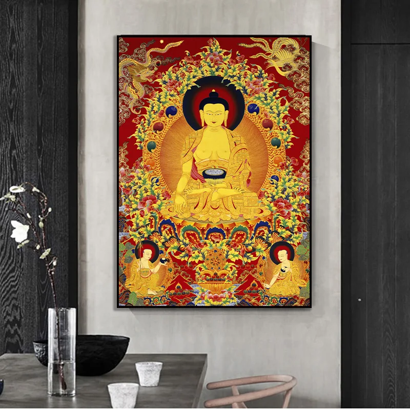 Thangka Unique Buddhist Tradition Realistic HD Art Copy Canvas Painting Poster Print Mural Home Decoration