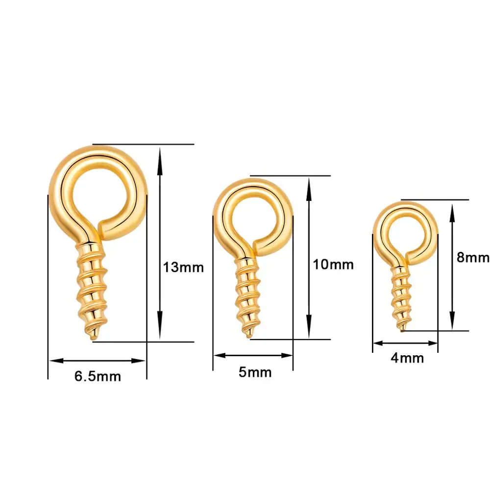 200pcs Tiny Mini Eye Pins Eyepins Hooks Eyelets Screw Bail Peg Threaded Clasps Hooks For Jewelry Making DIY Earring Connectors