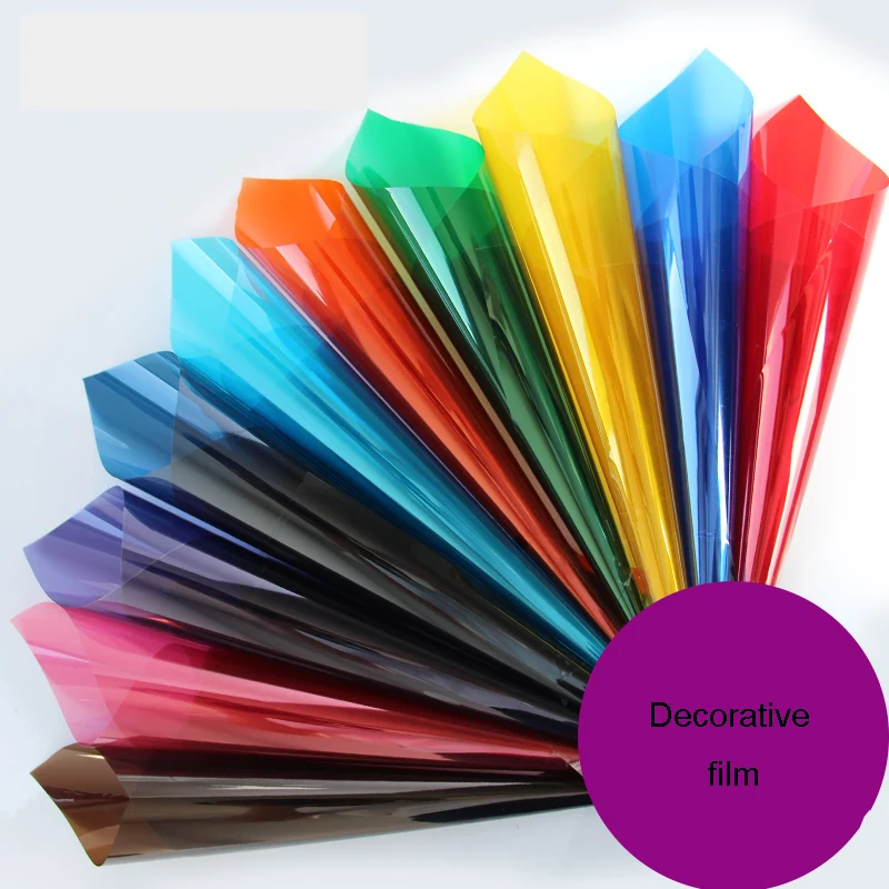 HOHOFILM 9Colors Pack of Colorful Window Film Self Adhesive Glass Decoration Tint Size to choose Bundle size PET Sticker