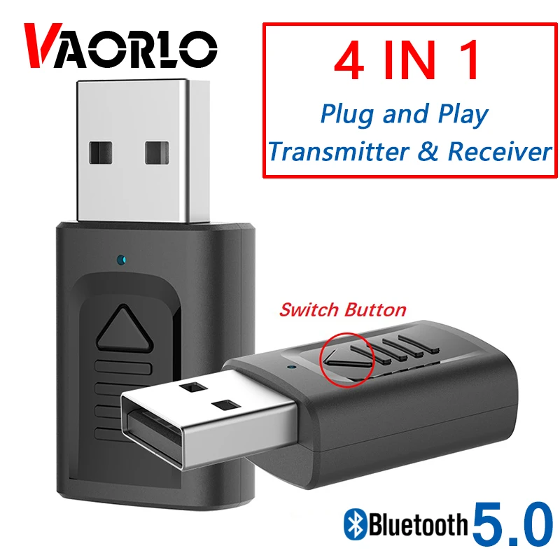 Receptor de Audio USB con Bluetooth 3,5, 4 en 1 Adaptador inalámbrico, 5,0mm, Aux, estéreo, para PC, TV, Kit de coche