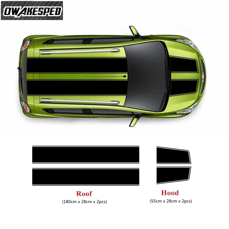 

For Chevrolet Spark RS EV SE SX Car Hood Roof Decor Sticker Bonnet Sport Stripes Racing Accessories Customized DIY Vinyl Decals