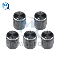 5 unids/lote 6MM perillas de Control de volumen de Metal negro interruptor para eje moleteado inserto perilla de potenciómetro diámetro 15mm x 16,5mm de altura