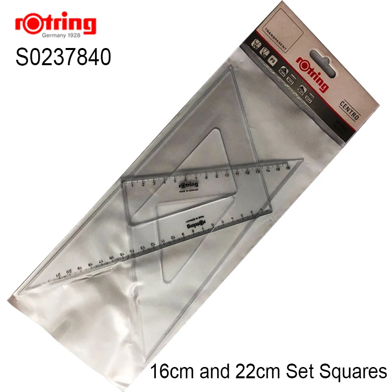 Rotring transparent Set Square Triangular Ruler 2pcs drawing tools