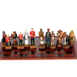 Chess Set With 32 African Zulu War Chess Pieces Paired With Leather Embossed Leather Board And Wooden Board 2 Choice Luxury