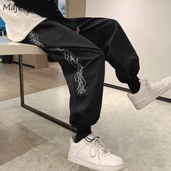 Casual Pants Men Bundle Harajuku Print Ankle Length Couples High Street Pantalones Male Loose Cool Bodybuilding Streetwear Chic