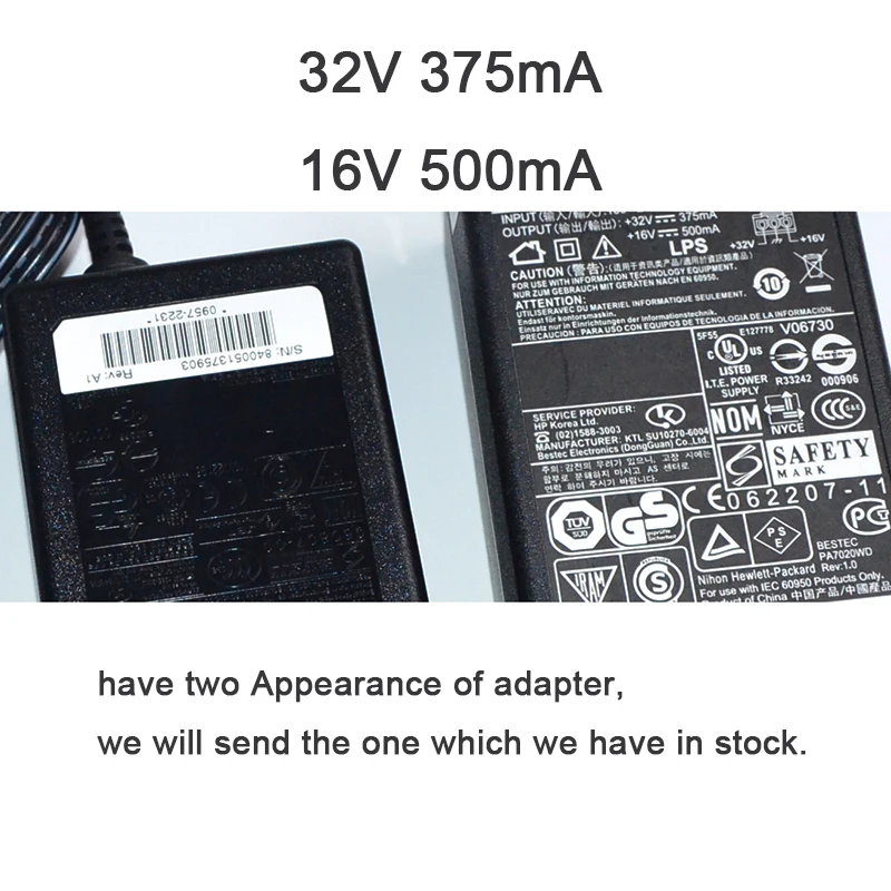 Printer Charger Adapter for HP 0957-2231 20W Deskjet F2180 F2280 F2185 F2187 1420 D1460 16V/500mA 32V 375mA Power Supply Cable