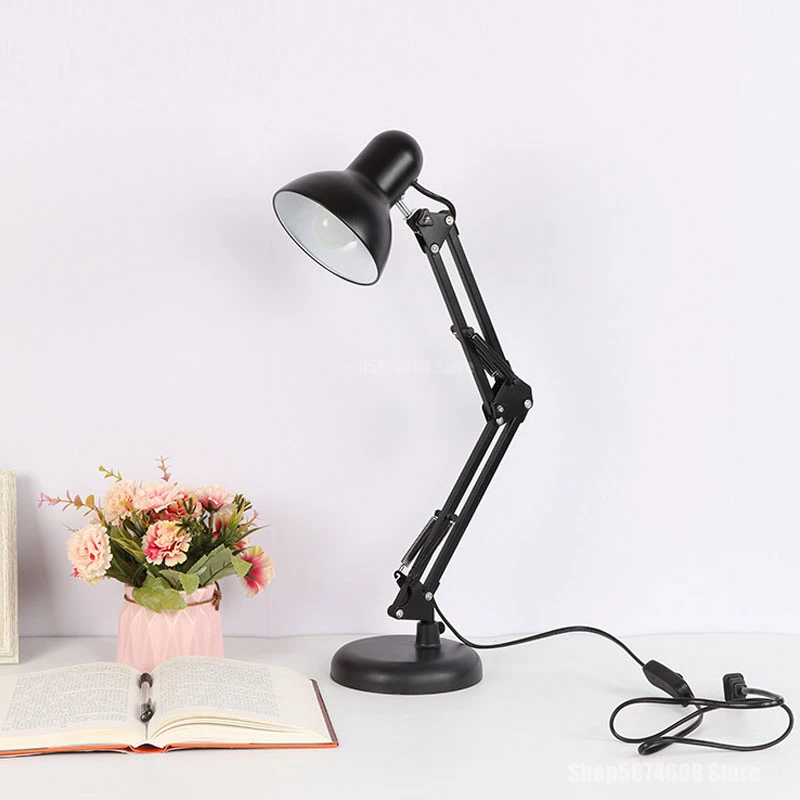 Modern Flexible Led Table Lamps Long Swing Arm Adjustable Folding Desk Lamp Office Study Lights Bedroom Light Fixtures Home Deco