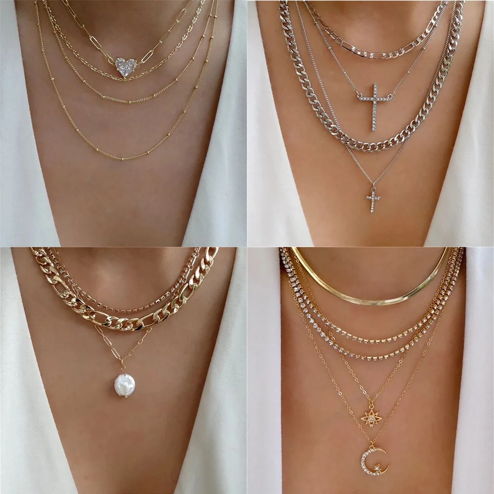 Collier multicouche classique pour femme, pendentif géométrique, colliers de présidence, tour de cou papillon, bijoux en or, document argenté vintage