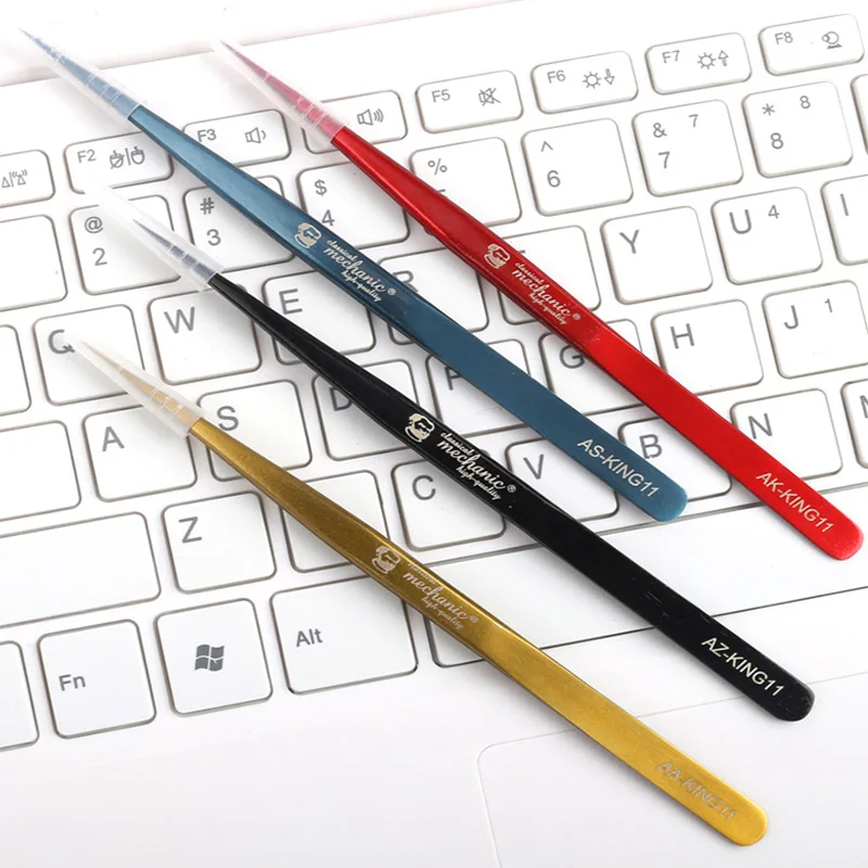 MECHANIC Bent/Sharp Point Ultra Fine Tweezers High Tenacity Durable Forceps for SMD PCB BGA Motherboard Micro Repair Tools