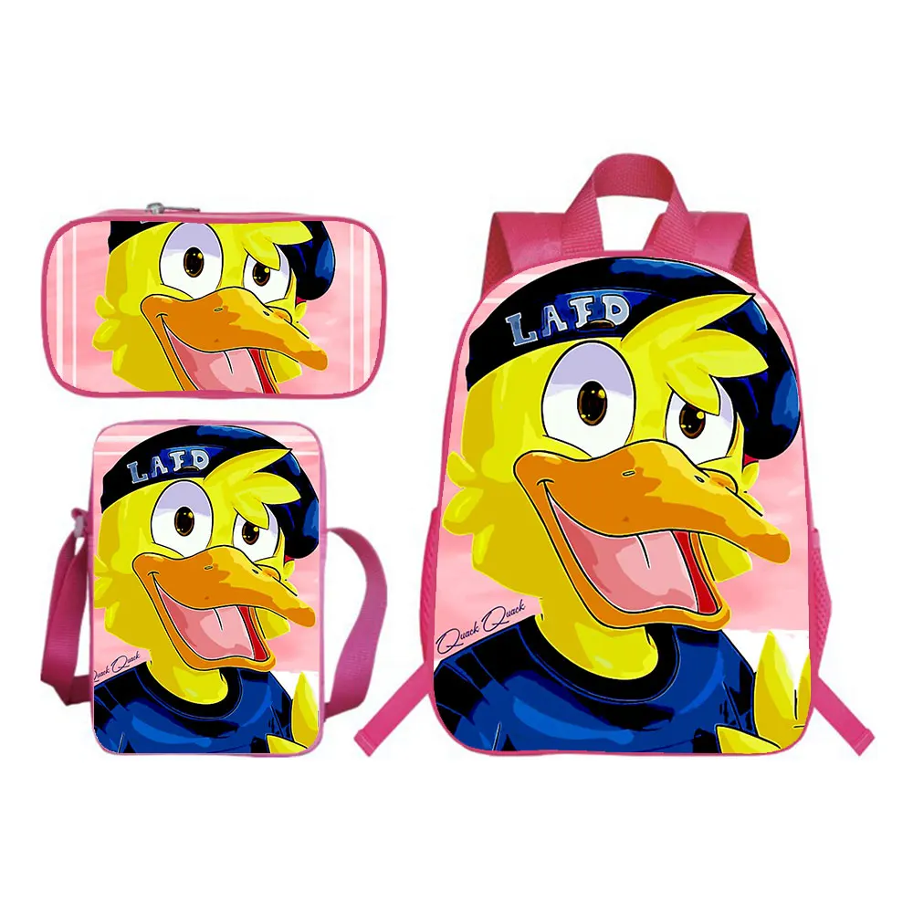 Quackity my beloved Backpack 3pcs Set(backpack+shouder Bag+pen Bag) Boy Girl School Bag Teens Bookbag Rucksack Fashion Gift