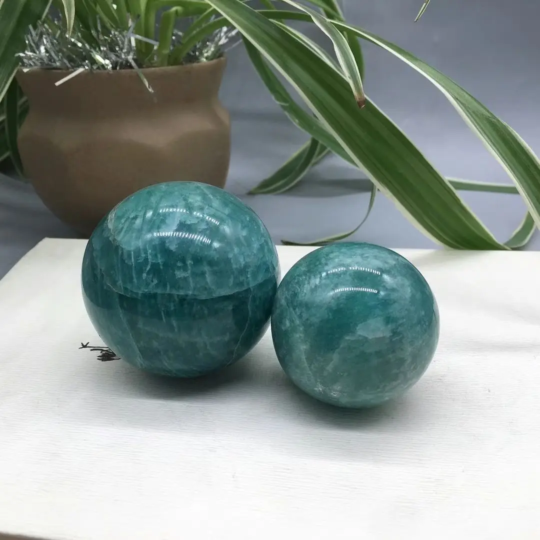 

90mm 5A+ Natural Amazonite Crystal Polished Sphere Ball Tianhe stone Healing Crystal Gemstone Flash Glossy Stone Decoration 1pcs