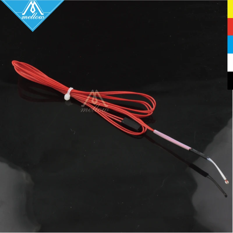 NTC 3950 100K ohm Thermistor with 1 Meter TeflonT wiring for RepRap CR-10 Anet A8 TEVO mk8 3D Printer Bed or Hot End parts