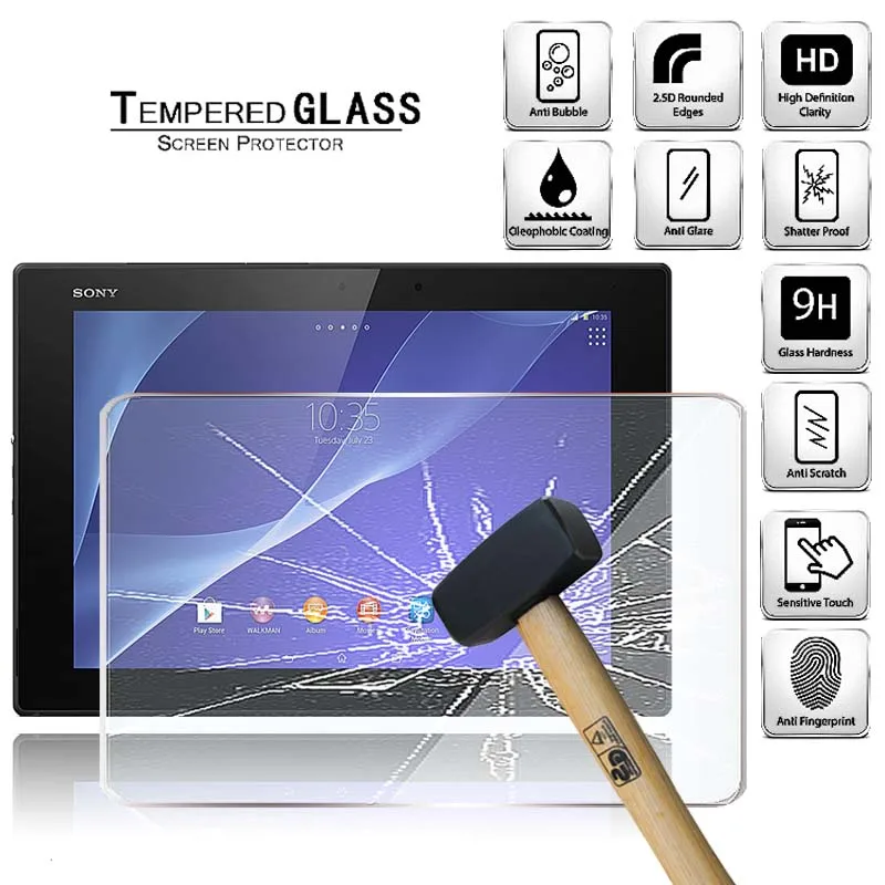 Tablet Tempered Glass Screen Protector Cover for Sony Xperia Z2 Tablet LTE Anti-Scratch Anti-Screen breakage HD tempered film