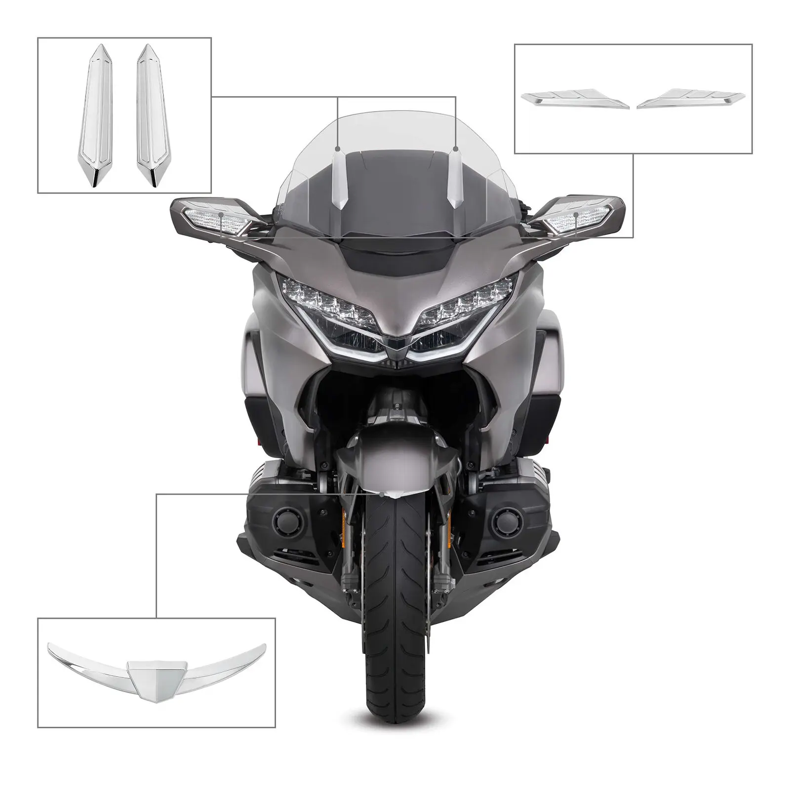 

Motorcycle Windscreen Mirror Accents Trim Cover Fender Tip For Honda GL1800 2018-2023 2019 2020 2021 2022 ABS Plastic