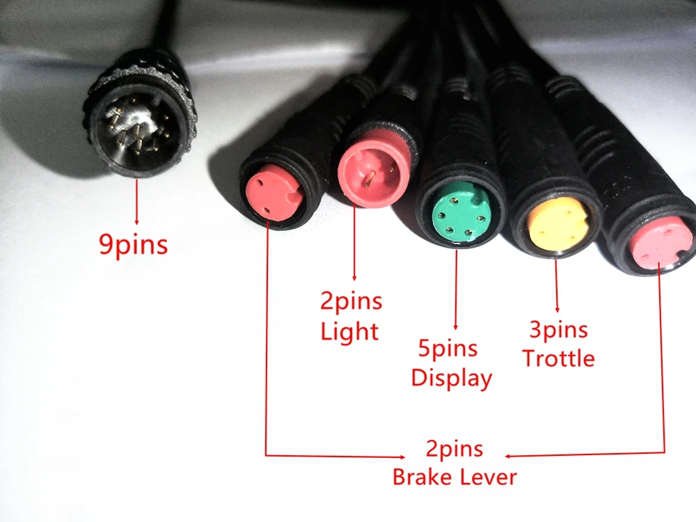 Ebike 1T4 1T5 Julet waterproof cable 2 3 4 5 9 Pin Extension Cable for Display Controller Brake Light Throttle Conversion line