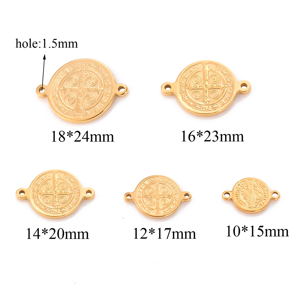 5PCS Stainless Steel Retro Religious Jesus Tag Double Holes Coin Connector Charms Figure Pendant Necklace DIY Jewelry Accessorie