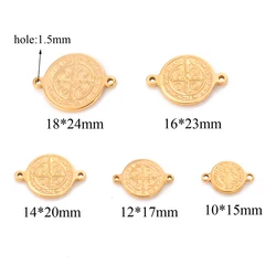 5PCS Stainless Steel Retro Religious Jesus Tag Double Holes Coin Connector Charms Figure Pendant Necklace DIY Jewelry Accessorie