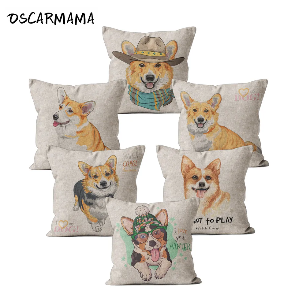 

Cute Welsh Corgi Pembroke Pillowcase Decor Lovely Pet Dog Animal Printed Cushion Cover for Sofa Home Car 45*45cm Pillow Case