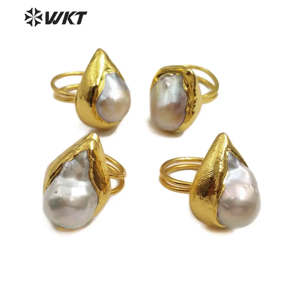 

WT-R338 WKT New Arrivals Baroque Pearl With Gold Electroplated Adjustable Ring Pearl Ring Women Elegant Jewelry