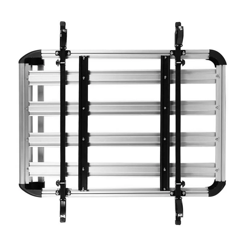 127X90 CM Universal Double Deck Aluminium Alloy Roof Rack Carrier Basket For SUV Car Top Cargo Silver Black