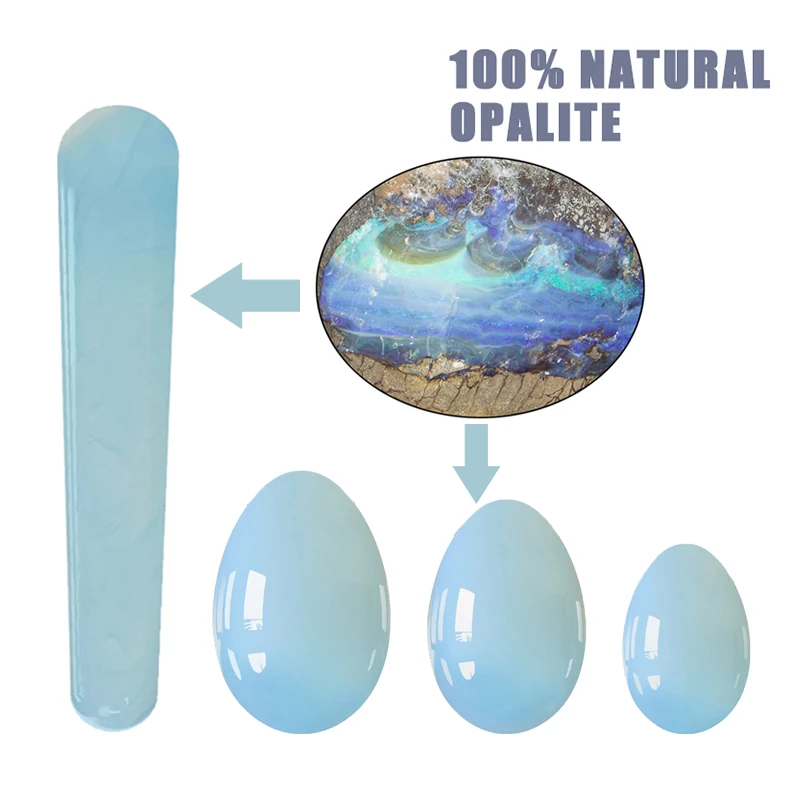 Opalite Yoni Egg Jade Vaginal Ball Set Natural Stone Egg Yoni Massage Wand Woman Kegel Exerciser Vaginal Muscle Tighten Exercise