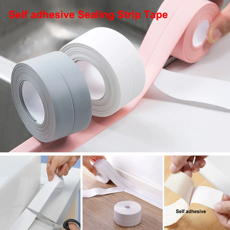 

3.2Meter Self-Adhesive Sealing Strip Bathroom Shower Sink Bath Caulk Tape White PVC Adhesive Waterproof Wall Sticker for Kitchen