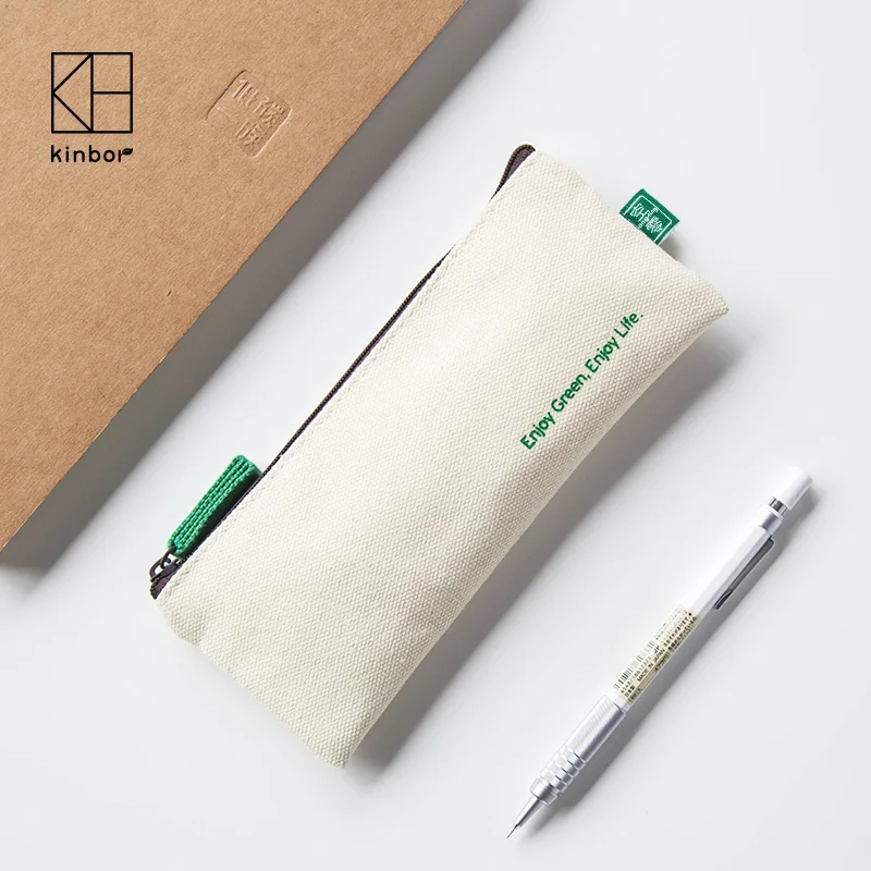 Kinbor Student Pencil Case Portable Cotton Pen Storage Box Simple School Supplies Pen Bag Japanese Stationery Pencil bag