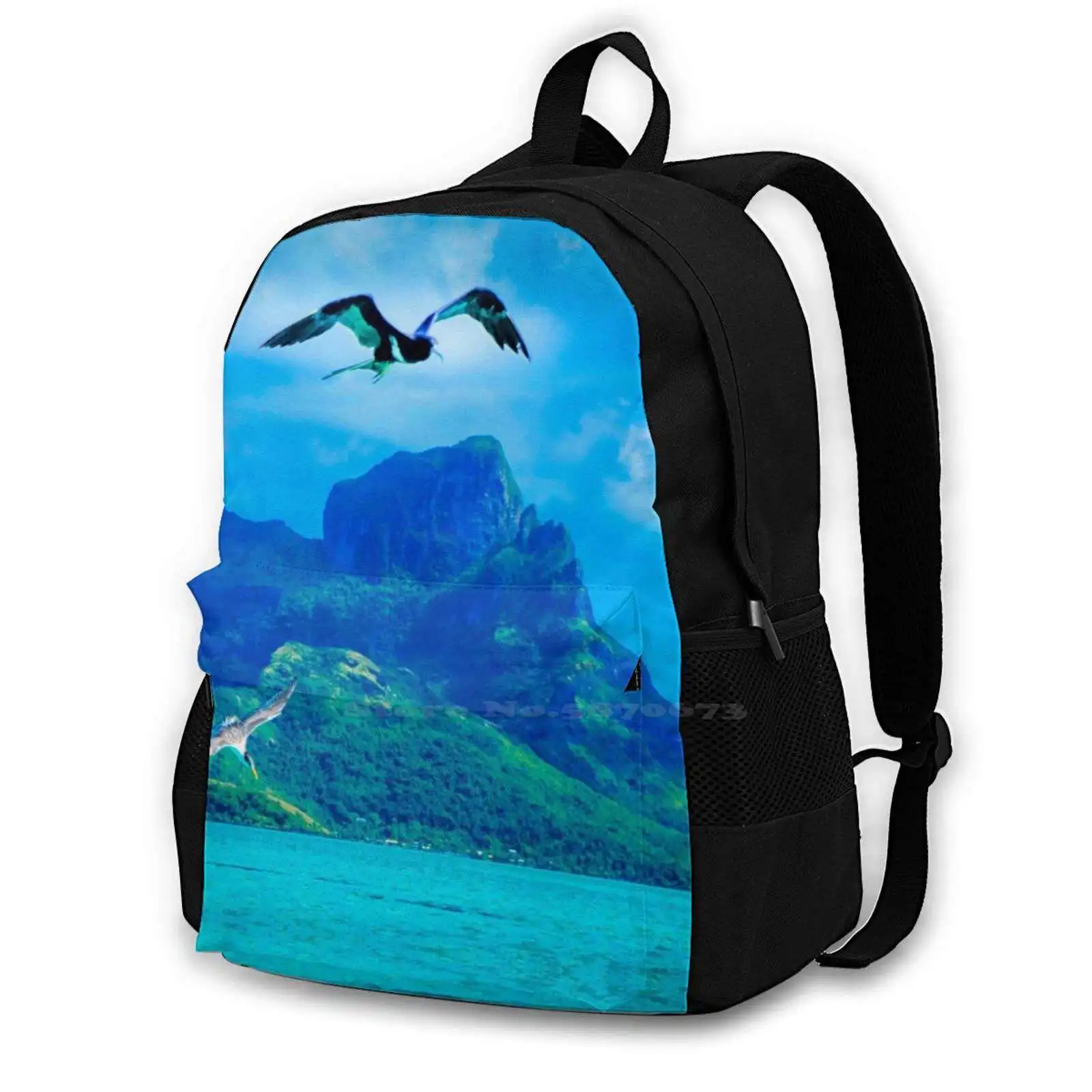 Ariel View School Bags For Teenage Girls Laptop Travel Bags Honeymoon Vacation Beach Huts Island Holiday Pearl Matira Sunset