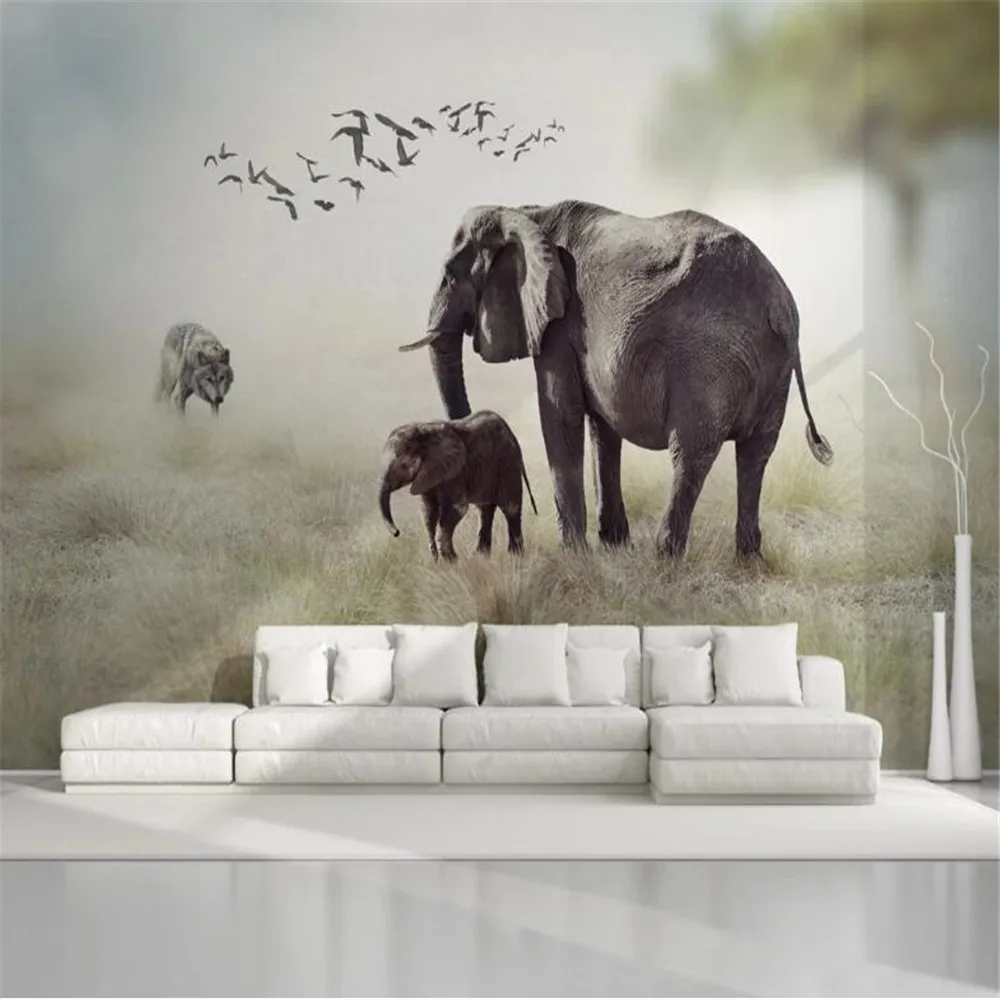 

Milofi customized 3D large wallpaper mural Nordic minimalist elephant mother love background wall paper mural