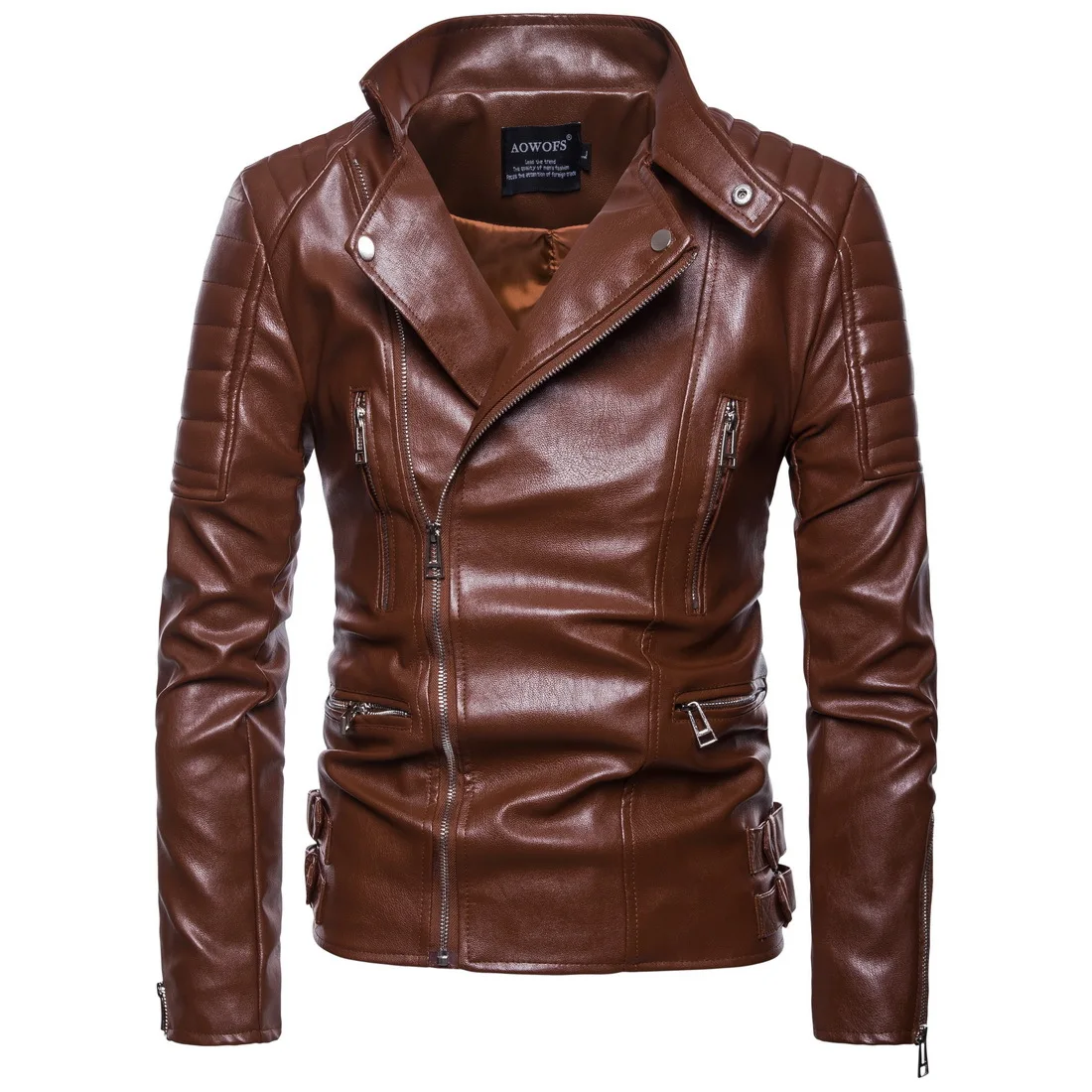 

Leather Jacket Men European Size Nice Autumn Wear Pop Style Men's Wear Calico Leather Motorcycle Lapel High-end Leather Coat