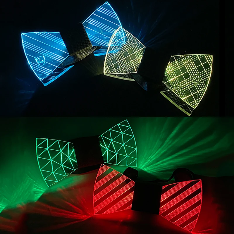 

Luminous LED Bowtie Acrylic LED Light up Bow Tie Men Necktie for Wedding Party Valentine Day Props DJ Club Glow Party Supplies