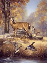 Elk in the woods Animal Cross Stitch Kits Needlework Embroidery Crafts 14CT Unprinted DIY Arts Handmade Home Decor