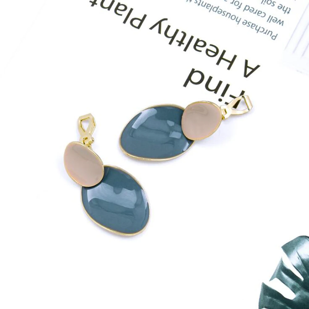Grace Jun 2 Color for Choose Oval Geometric Shape Clip Earrings Without Piercing Xmas Earrings Ear Cuffs for Women Best Jewelry
