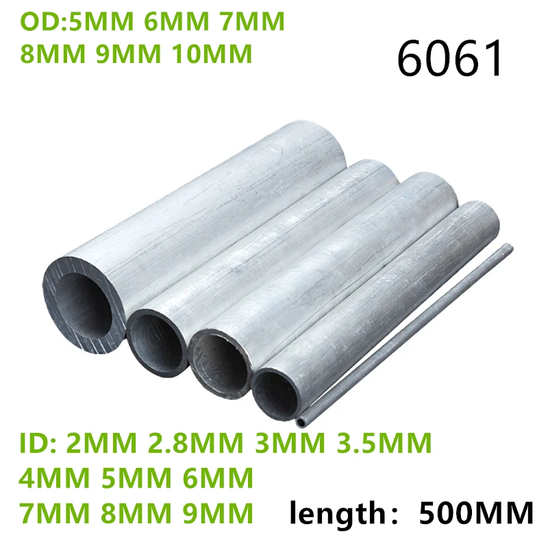 1 pz 6061 T6 tubo di alluminio tubo OD 5mm 6mm 7mm 8mm 9mm 10mm ID 2MM 3MM 3.5MM 4MM 5MM 6MM 7MM 8 mm10mm lega di alluminio tubo cavo