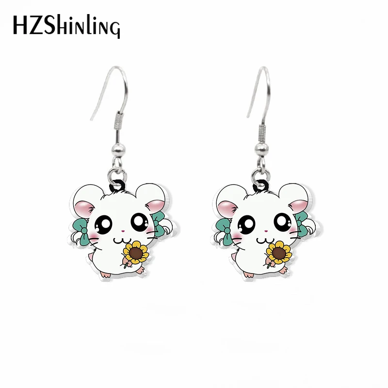 2020 New Cute Hamster Dangle Earring Lovely Animal Handamde Acrylic Hook Earring Epoxy Jewelry Earrings Gifts Gril