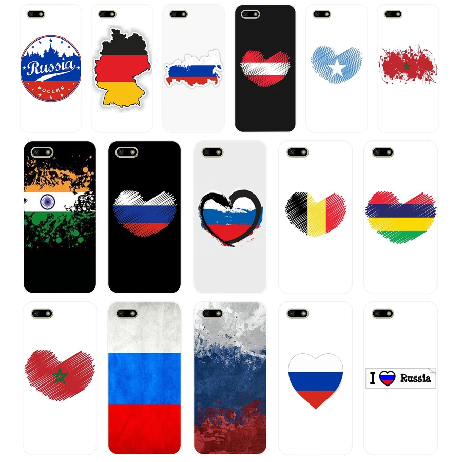 118FG Heart Russian Flag Soft Silicone Tpu Cover Case for huawei Honor 7a 5.45 pro 5.7 7c 7x y5 2018 case