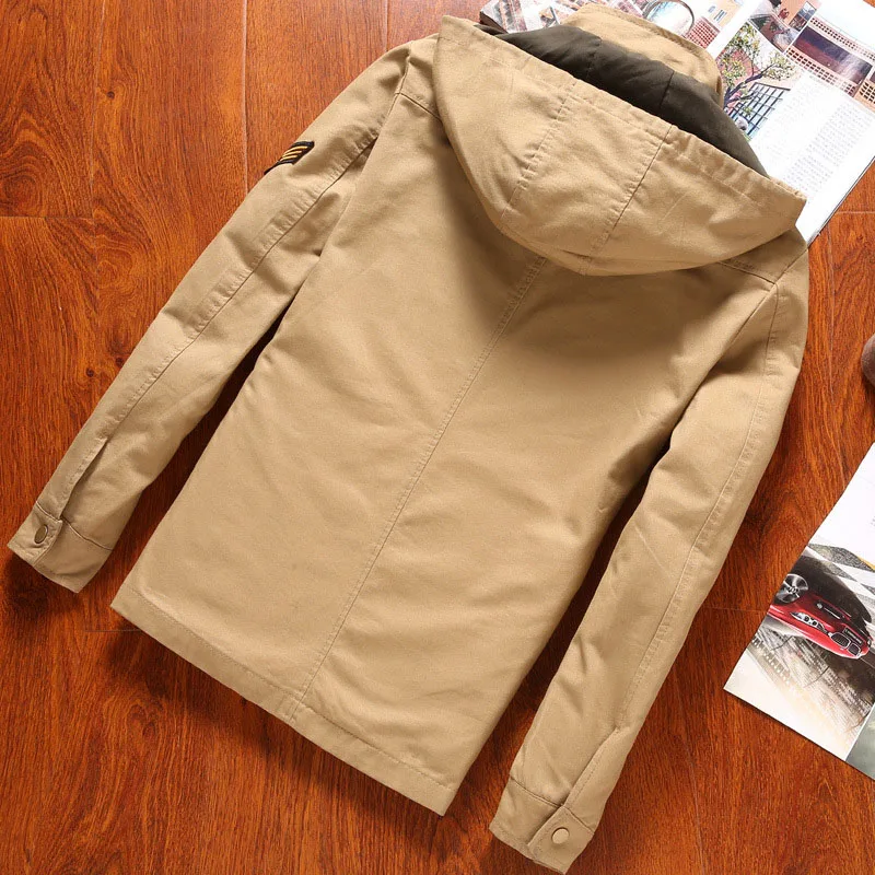 Cargo Military Jacket Men Fashion Casual Hooded Multi-Pockets Cargo Coats Male Slim Breathable Cotton Mens Jackets Big Size 6XL