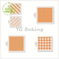 Dorica 5Pcs/Set Lattice/Stripe/Dot Pastry Cake Stencils Diy Handmade Plastic Cookies Template Kitchen Supplies Bakeware