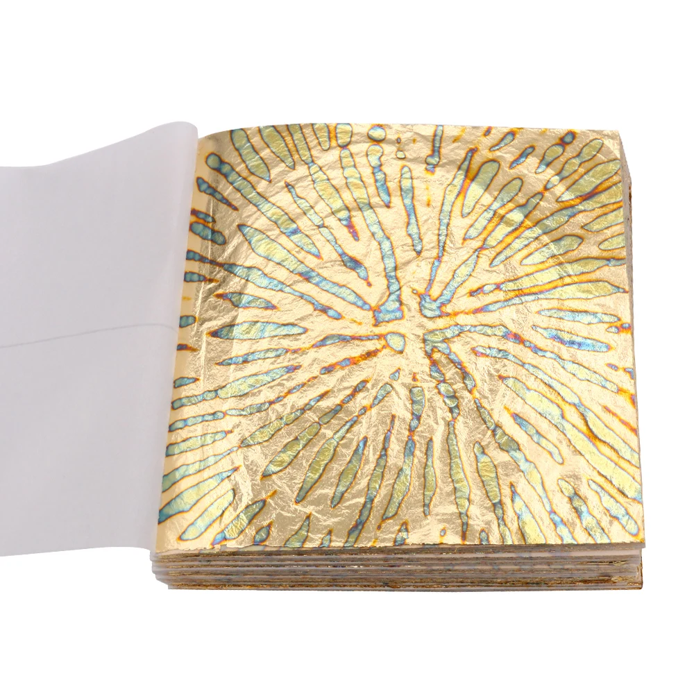 Kolorowa różnorodna złota folia 50 sztuk / broszura do majsterkowania Złocenie paznokci Papier rzemieślniczy Dekoracja mebli 14x14cm Imitacja złotego liścia