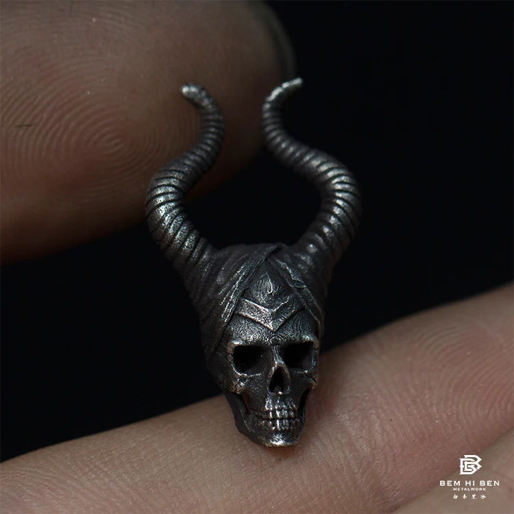 BEM HI BEN Men's Women's Earrings skull with Horn Maleficent 925 sterling silver simple Original Hand made darkness customized