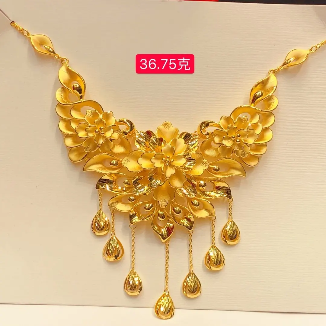 HX 24K Pure Gold Necklace Real AU 999 Solid Gold Chain Brightly Simple Upscale Trendy Classic  Fine Jewelry Hot Sell New 2023