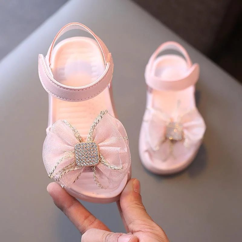 Summer Newborn Infant Baby Girls Bowknot Princess Shoes Toddler Kids Pink White Lace Rubber Sandals New 1 2 3 4 5 6 Years Old