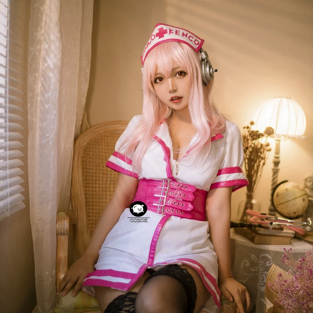 Anime Super Sonico SONICOMI Krankenschwester Uniform Cosplay Kostüm Outfit